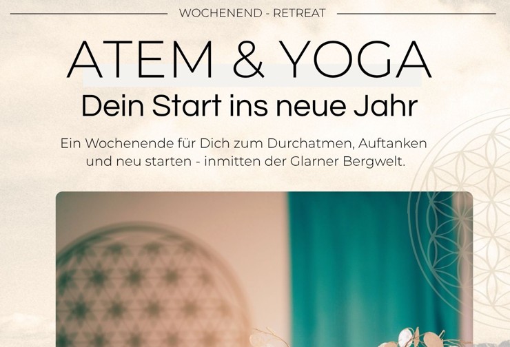 Atem & Yoga - Seminarhotel Schweiz - Ferien, Seminare, Hotel und Hochzeiten in Filzbach, Glarus, Schweiz im Glarnerland